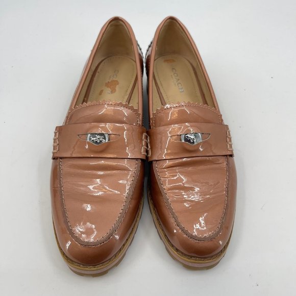 Coach Pink Patent Leather Peyton Loafers | Good Condition - Picture 2 of 8